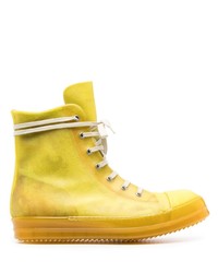 Sneakers alte in pelle gialle di Rick Owens