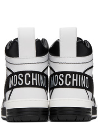 Sneakers alte in pelle grigie di Moschino