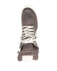 Sneakers alte in pelle grigio scuro di Rick Owens