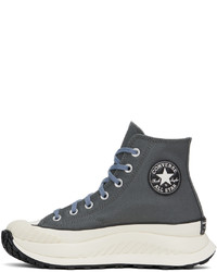 Sneakers alte in pelle grigio scuro di Converse