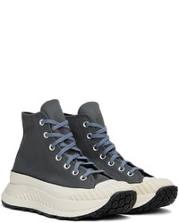 Sneakers alte in pelle grigio scuro di Converse
