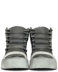 Sneakers alte in pelle grigio scuro di Boris Bidjan Saberi