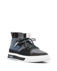 Sneakers alte in pelle grigio scuro di Roberto Cavalli