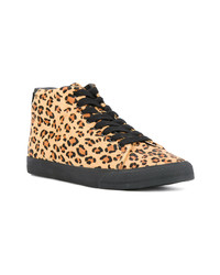 Sneakers alte in pelle leopardate marrone chiaro di Hysteric Glamour