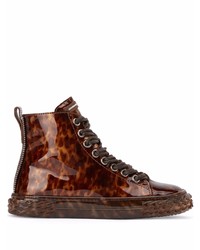 Sneakers alte in pelle leopardate marrone scuro di Giuseppe Zanotti