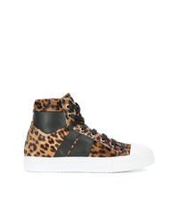 Sneakers alte in pelle leopardate marroni di Amiri