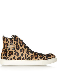 Sneakers alte in pelle leopardate