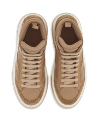 Sneakers alte in pelle marrone chiaro di Ferragamo