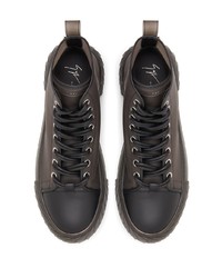 Sneakers alte in pelle marrone scuro di Giuseppe Zanotti