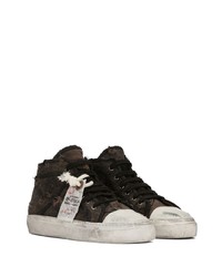 Sneakers alte in pelle marrone scuro di Dolce & Gabbana