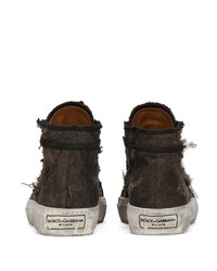 Sneakers alte in pelle marrone scuro di Dolce & Gabbana