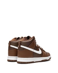 Sneakers alte in pelle marrone scuro di Nike