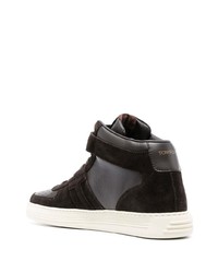 Sneakers alte in pelle marrone scuro di Tom Ford