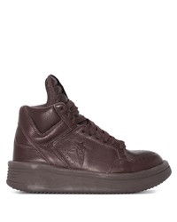Sneakers alte in pelle marrone scuro di Rick Owens DRKSHDW