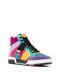 Sneakers alte in pelle multicolori di Moschino