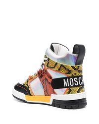 Sneakers alte in pelle multicolori di Moschino