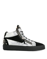 Sneakers alte in pelle nere e argento di Giuseppe Zanotti