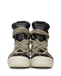 Sneakers alte in pelle nere e bianche di Rick Owens