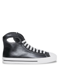 Sneakers alte in pelle nere e bianche di Burberry
