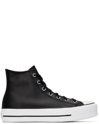 Sneakers alte in pelle nere e bianche di Converse