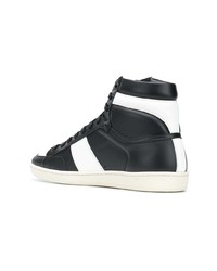Sneakers alte in pelle nere e bianche di Saint Laurent