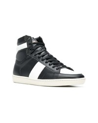 Sneakers alte in pelle nere e bianche di Saint Laurent