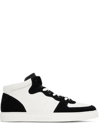 Sneakers alte in pelle nere e bianche di Emporio Armani
