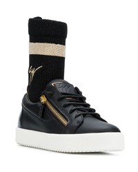 Sneakers alte in pelle nere e bianche di Giuseppe Zanotti Design