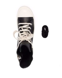 Sneakers alte in pelle nere e bianche di Rick Owens DRKSHDW
