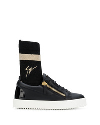 Sneakers alte in pelle nere e bianche di Giuseppe Zanotti Design