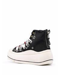 Sneakers alte in pelle nere e bianche di R13