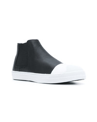 Sneakers alte in pelle nere e bianche di Neil Barrett