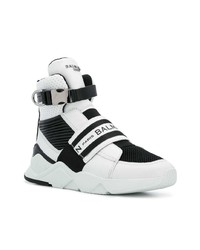 Sneakers alte in pelle nere e bianche di Balmain