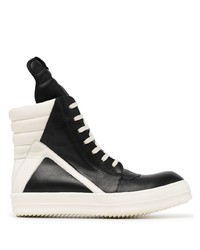 Sneakers alte in pelle nere e bianche di Rick Owens