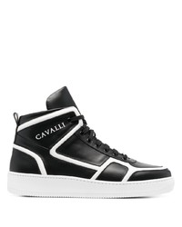 Sneakers alte in pelle nere e bianche di Roberto Cavalli