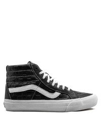 Sneakers alte in pelle nere e bianche di Vans