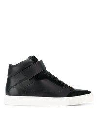 Sneakers alte in pelle nere e bianche di Versace Collection