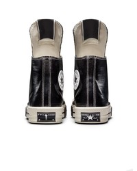 Sneakers alte in pelle nere e bianche di Rick Owens DRKSHDW