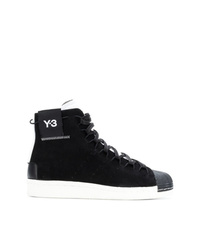 Sneakers alte in pelle nere e bianche di Y-3