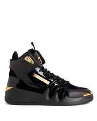 Sneakers alte in pelle nere e dorate di Giuseppe Zanotti