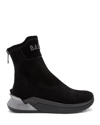 Sneakers alte in pelle nere di Balmain
