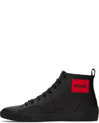 Sneakers alte in pelle nere di Hugo
