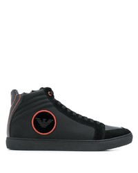 Sneakers alte in pelle nere di Emporio Armani