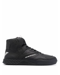 Sneakers alte in pelle nere di Emporio Armani