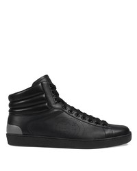 Sneakers alte in pelle nere di Gucci