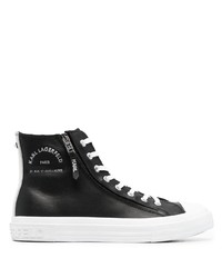 Sneakers alte in pelle nere di Karl Lagerfeld