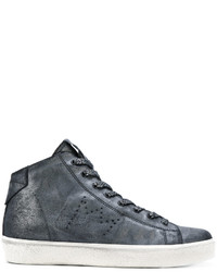 Sneakers alte in pelle nere di Leather Crown