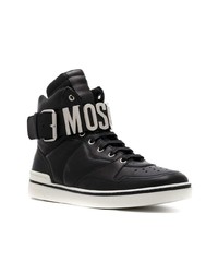 Sneakers alte in pelle nere di Moschino