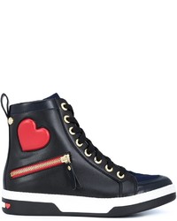 Sneakers alte in pelle nere di Love Moschino