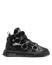 Sneakers alte in pelle nere di Roberto Cavalli
